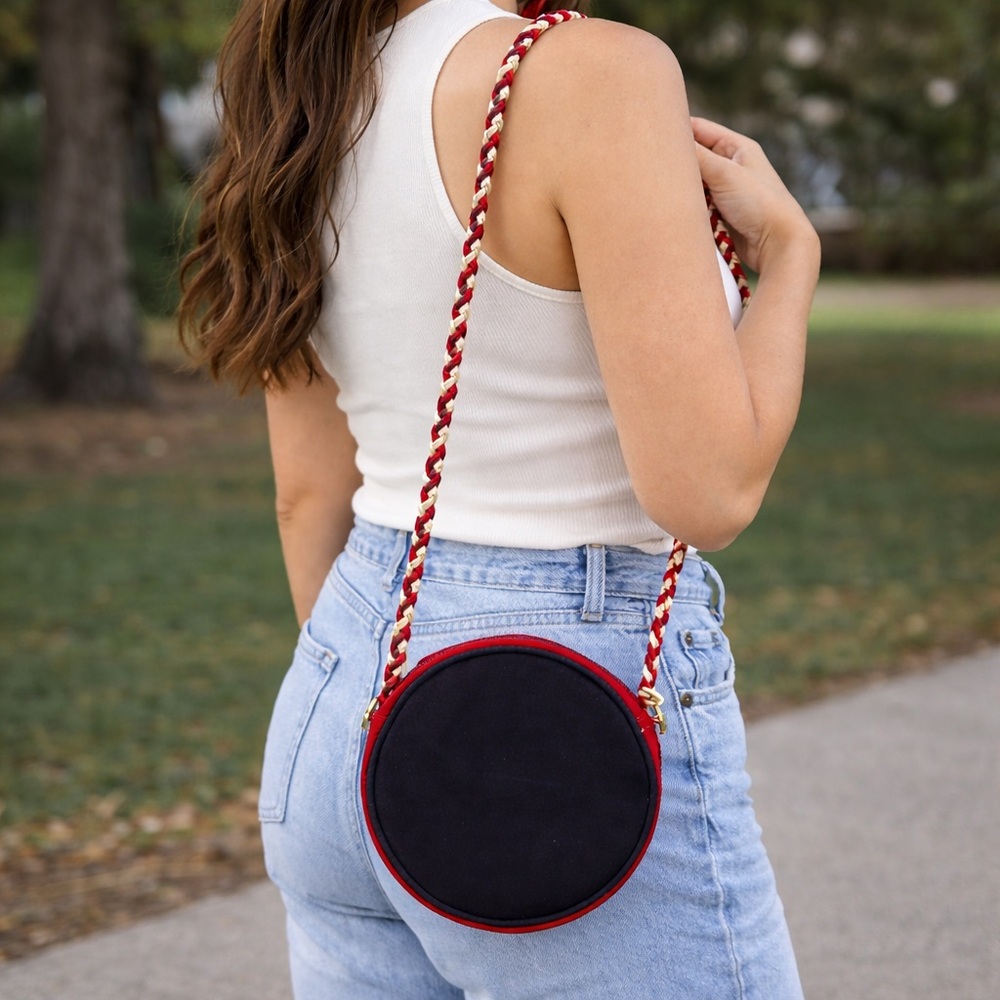 HP ❤️ Round Crossbody Bag made with Upcycyled Cathay Pacific Uniform